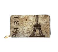 Femme Pouch Bourse Motif Tour Eiffel Paris Vintage Coin Purse Wallet Imprimé Porte-Monnaie De Nombreux Emplacements pour Cartes Cuir Portefeuille pour Fille, Mère, Homme