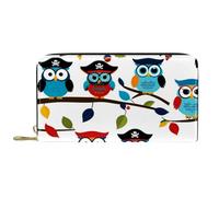 Femme Pouch Bourse Pirate Animal Hibou Oiseau Coin Purse Wallet Souple Porte Monnaie Femme Vintage Cuir Portefeuille pour Femme, Homme, Enfant