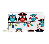 Femme Pouch Bourse Pirate Animal Hibou Oiseau Porte Monnaie Femme Original Retro Cuir Portefeuille avec Compartiment À Monnaie Coin Purse Wallet pour La Fille, Femme, Homme