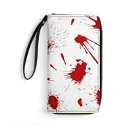 Femme Pouch Bourse Tache D'Éclaboussure De Sang Rouge Ou De Peinture Porte-Feuille en Cuire Fermeture Éclair Fille Pochette Élégant Bourse Pochette pour Femme, Prof, Mère