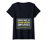 Femme Poud Boss of Freaking Awesome Emploees Manager Superviseur T-Shirt avec Col en V