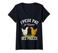 Femme Poule Jardin Amusant J'Peux Pas Je M'occupe des Poules T-Shirt avec Col en V