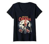 Femme Poule Vampire Poule Poule Halloween T-Shirt avec Col en V