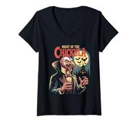 Femme Poule Vampire Poule Poule Halloween T-Shirt avec Col en V