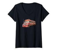 Femme Poulet Bus Guatemala Quetzal Guate Tikal Maya Antigua 502 T-Shirt avec Col en V