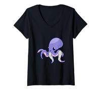 Femme Poulpe sucré avec Bandages - Calamar T-Shirt avec Col en V