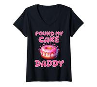Femme Pound My Cake Daddy, Enterrement de Vie de Jeune Fille, drôle et Grossier T-Shirt avec Col en V