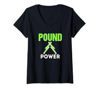 Femme Pound Power - Lot de 2 Tambours Lightning Stix Fit Rockstar Rebels T-Shirt avec Col en V
