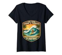 Femme pour Certains Theres Therapy for The Rest There is Surfing Surfer T-Shirt avec Col en V