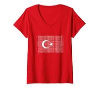 Femme Pour Fier Turc La Fête Nationale Turquie Un Drapeau Turquie T-Shirt avec Col en V