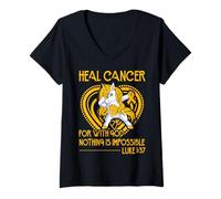 Femme pour guérir Le Cancer Car avec Dieu, Rien n'est Impossible T-Shirt avec Col en V
