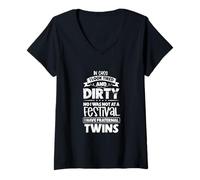 Femme Pour les parents fatigués - jumeaux dizygotes T-Shirt avec Col en V