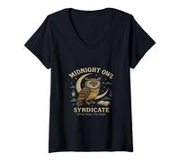Femme Pour les penseurs de la nuit, la sagesse porte des ailes T-Shirt avec Col en V