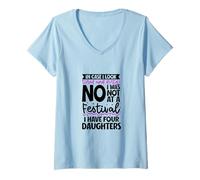 Femme pour Maman fatiguée - Quatre Filles T-Shirt avec Col en V