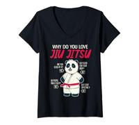 Femme Pourquoi Aimez-Vous Les Pandas drôles de jiu-Jitsu brésilien T-Shirt avec Col en V