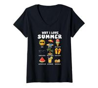 Femme Pourquoi J'aime la crème glacée Summer Beach Sun pour garçons, Filles et Enfants T-Shirt avec Col en V