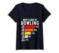 Femme Pourquoi Je perds au Bowling - Funny Sport Bowler T-Shirt avec Col en V