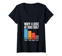 Femme Pourquoi je perds Funny Frisbee Memes Disc Golf T-Shirt avec Col en V