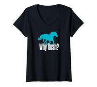 Femme Pourquoi Rush ? Running Horse T-Shirt avec Col en V