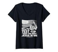 Femme Pourquoi vous essayez de tester le Jésus en moi T-Shirt avec Col en V