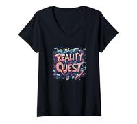 Femme Poursuivez le vrai voyage avec cette déclaration de quête de réalité T-Shirt avec Col en V