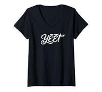 Femme Pourtant, drôle, Argot Moderne, Hype, Graphique de Texte Audacieux Minimaliste T-Shirt avec Col en V