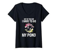 Femme Poussez-vous je vais voir mes carpes koï T-Shirt avec Col en V