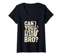 Femme Pouvez-Vous même Lire la Blague de Musique Bro Saxophone T-Shirt avec Col en V