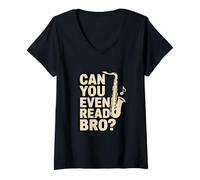 Femme Pouvez-Vous même Lire la Blague de Musique Bro Saxophone T-Shirt avec Col en V