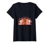Femme Pouvoir des femmes Autonomisation féministe Égalité Justice T-Shirt avec Col en V