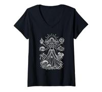 Femme Pouvoirs de la déesse élémentaire libérés T-Shirt avec Col en V