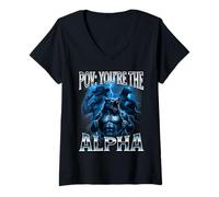 Femme POV You're The Alpha Male Wolf Meme Cringy T-Shirt avec Col en V
