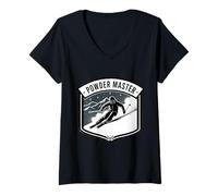 Femme Powder Master Citation pour Les Amateurs de Ski T-Shirt avec Col en V