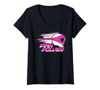 Femme Power Rangers Pink Power T-Shirt avec Col en V