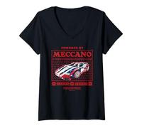 Femme Powered by Meccano Modèle 25 en 1 Supercar Retro Illustration T-Shirt avec Col en V