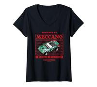 Femme Powered by Meccano Modèle 5 en 1 Roadster Retro Illustration T-Shirt avec Col en V