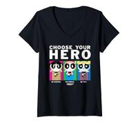 Femme Powerpuff Girls Choose Your Hero T-Shirt avec Col en V