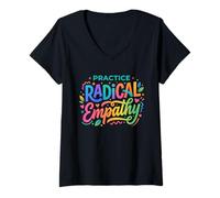 Femme Practice Radical Empathy - Citation de Compassion consciente T-Shirt avec Col en V
