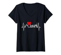 Femme Prague Skyline Battement de cœur République Tchèque Praha T-Shirt avec Col en V