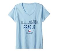 Femme Prague T-Shirt avec Col en V