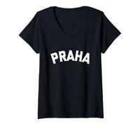 Femme Praha Tchéquie T-Shirt avec Col en V