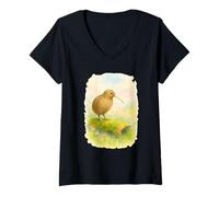 Femme Prairie printanière Kiwi pastel T-Shirt avec Col en V