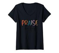 Femme Praise The Lord Psaume 1061 Verset biblique chrétien T-Shirt avec Col en V