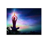 Femme pratiquant Le Yoga avec des Fleurs de Lotus et dégradé de Couleurs de Chakras，Puzzle 1000 Pieces Adultes Jouet de décompression intellectuel éducatif Puzzles -O79