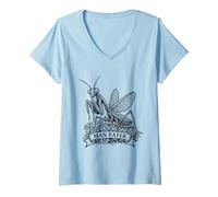Femme Praying Mantis Man Eater Funny Sarcastic Humour Vintage T-Shirt avec Col en V