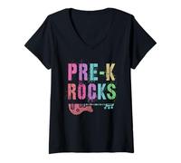 Femme Pre-K Rocks - Étudiant Teacher Rockstar Team Ready to Crush T-Shirt avec Col en V