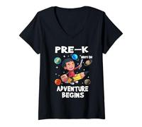 Femme Pre-K Where The Adventure Begins Back to School for Boys T-Shirt avec Col en V