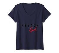 Femme prêcher Jésus chrétiens Filles Mode T-Shirt avec Col en V