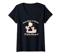 Femme Precious Moments Better with Friends Cute Dog Ballet Dancing T-Shirt avec Col en V