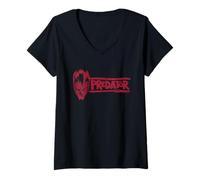 Femme Predator: Badlands Dek's Mask and Logo Official Movie T-Shirt avec Col en V